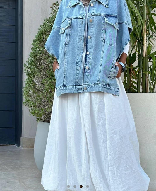 Cut Detail Denim Vest