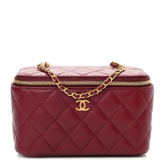 Chanel Lambskin Quilted Small Vanity Case With Chain