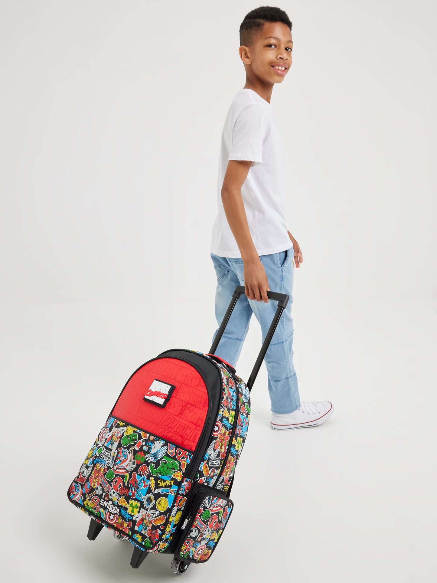 Smiggle Marvel Trolley Backpack With Light Up Wheels