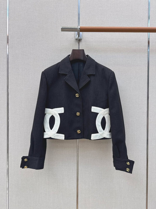 Chanel-style cropped black blazer