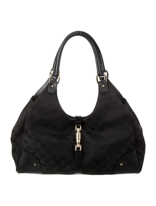 Gucci GG Canvas Nailhead Jackie Bardot Bag