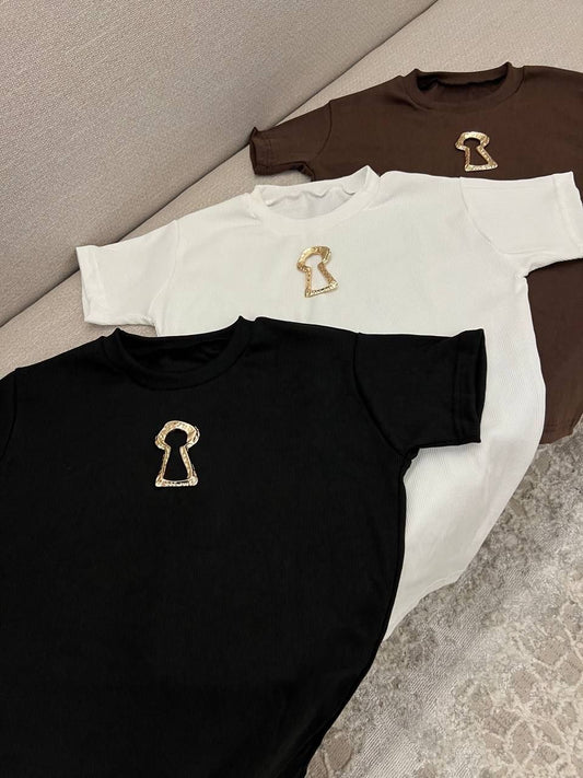 Gold Accent Half Sleeve T-Shirt