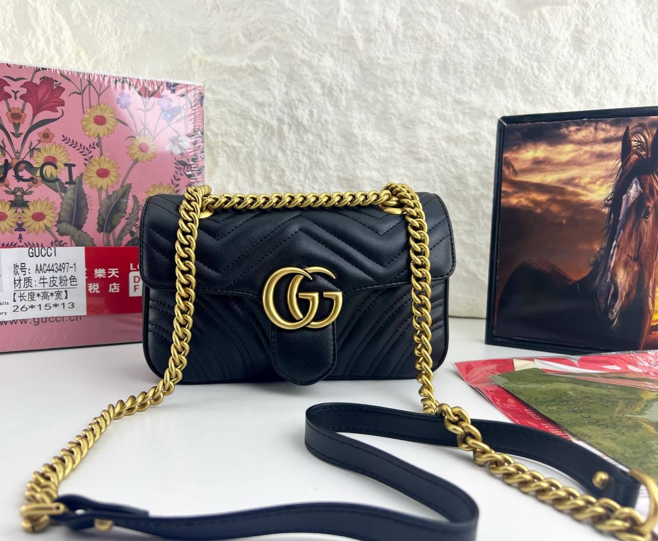 Gg marmont flap leather crossbody bag