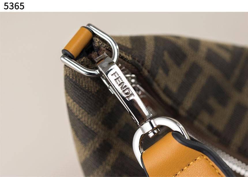 FENDI FF JACQUARD AND SMOOTH LEATHER SHOULDER BAG