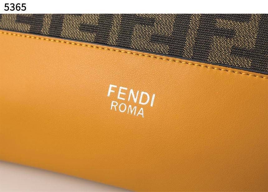 FENDI FF JACQUARD AND SMOOTH LEATHER SHOULDER BAG