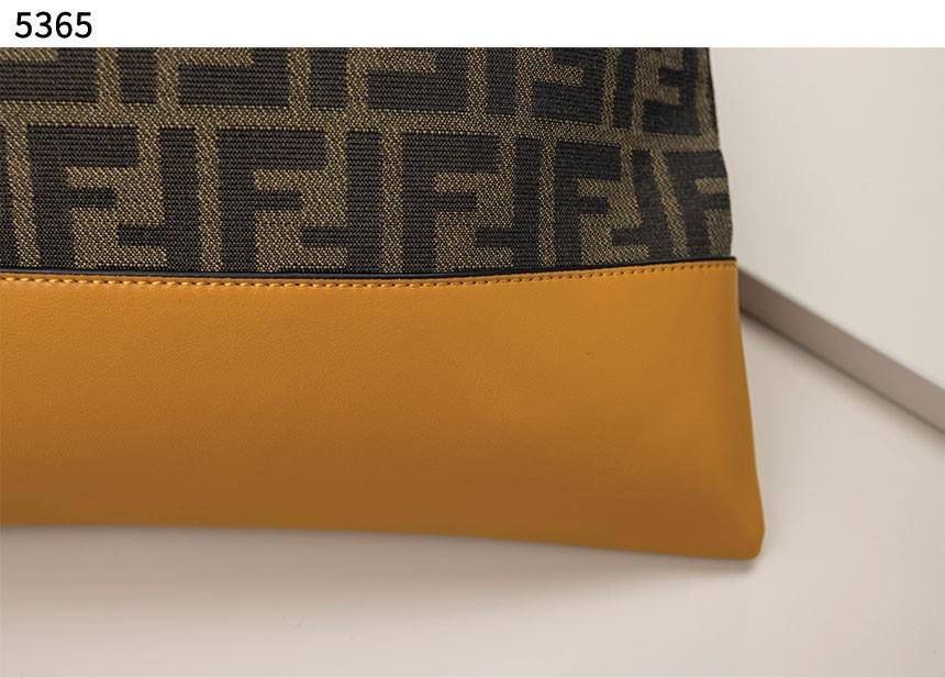 FENDI FF JACQUARD AND SMOOTH LEATHER SHOULDER BAG