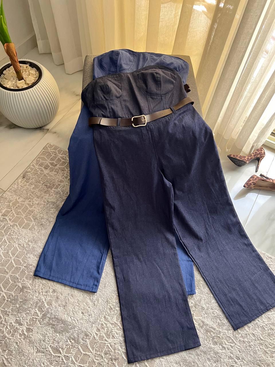 Denim Belted Jumpsuit