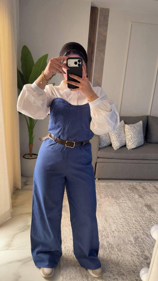 Denim Belted Jumpsuit