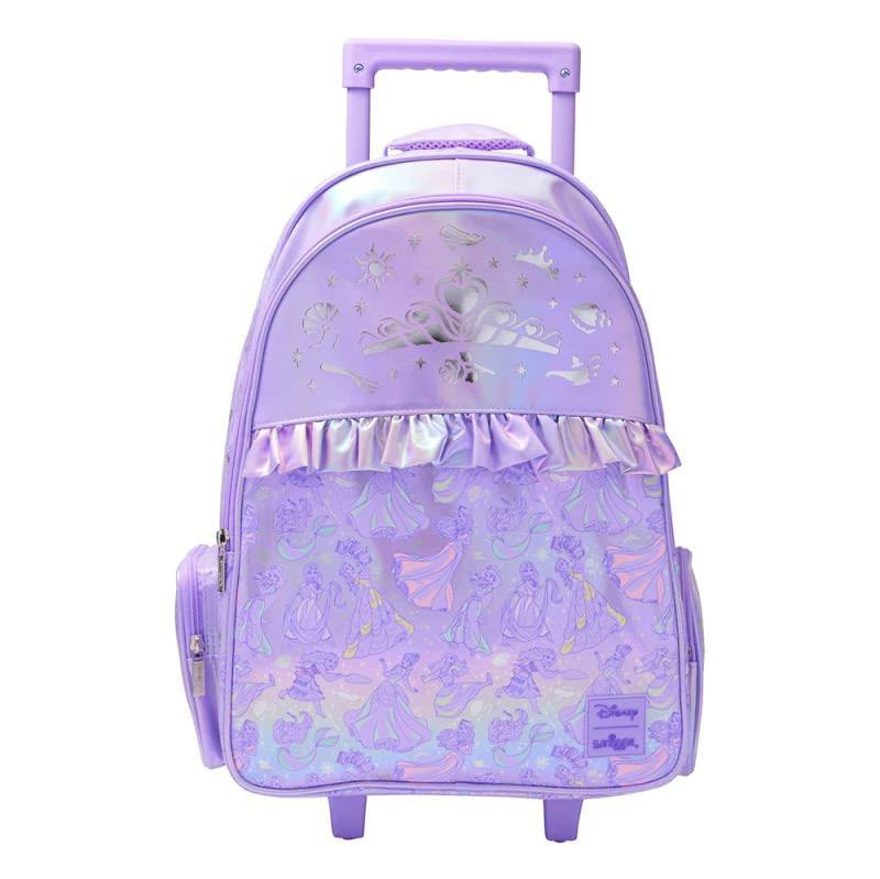Smiggle Disney Princess 18L Trolley Backpack With Light Up Wheels | Purple