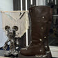 Studded Leather Mid-Calf Boots