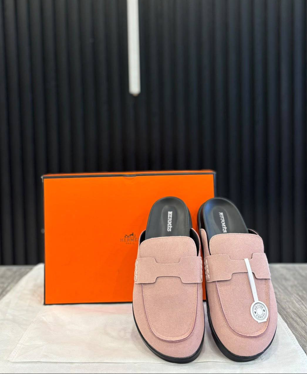 Hermes Suede Calfskin Go Mules