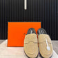 Hermes Suede Calfskin Go Mules
