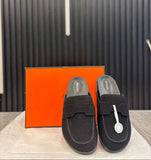 Hermes Suede Calfskin Go Mules