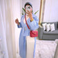 Blue Striped Wrap Long Shirt