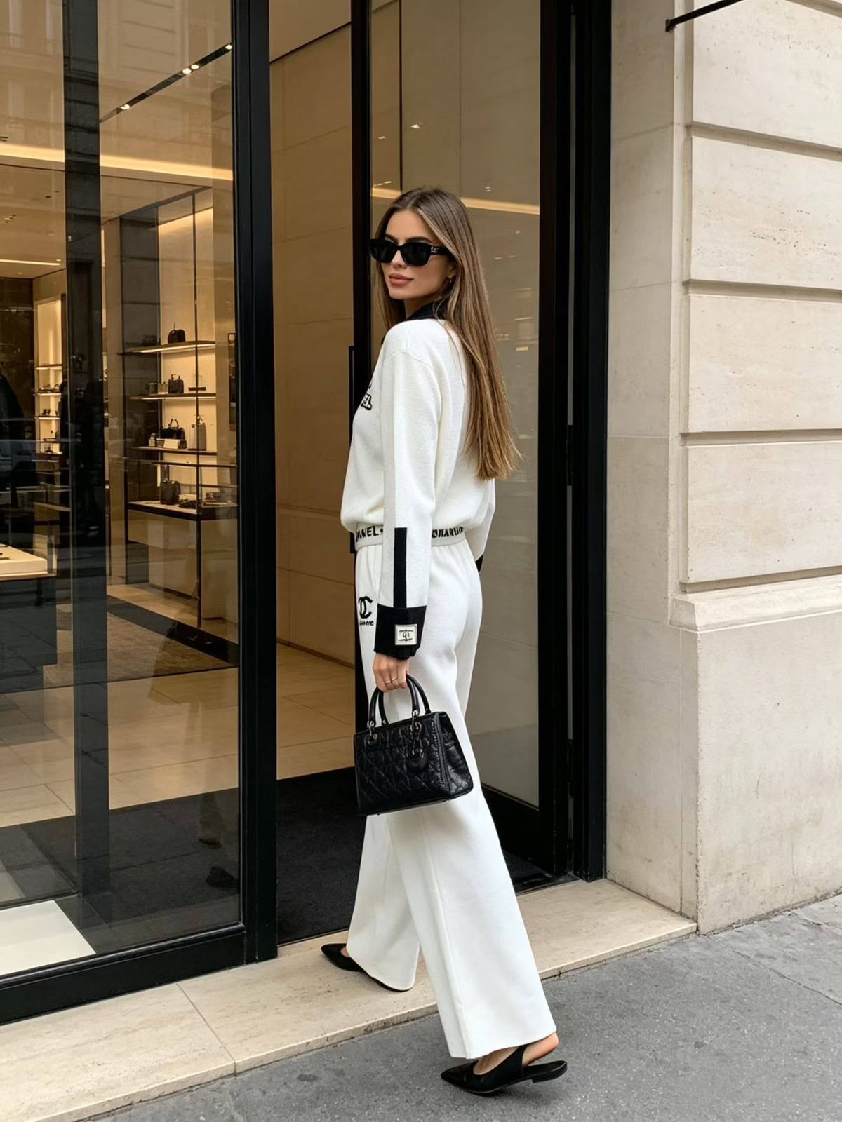 Chanel white knit two-piece set