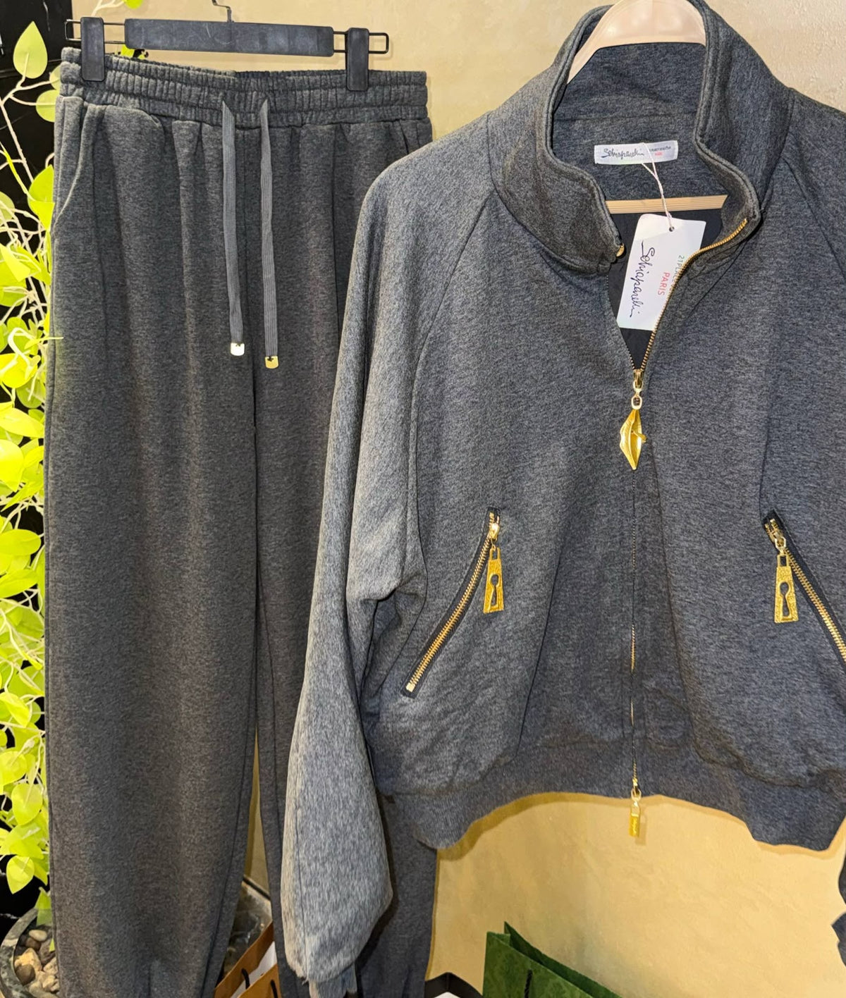 Schiaparelli Mock-Neck Zip-up Jacket and Matching Sweatpants
