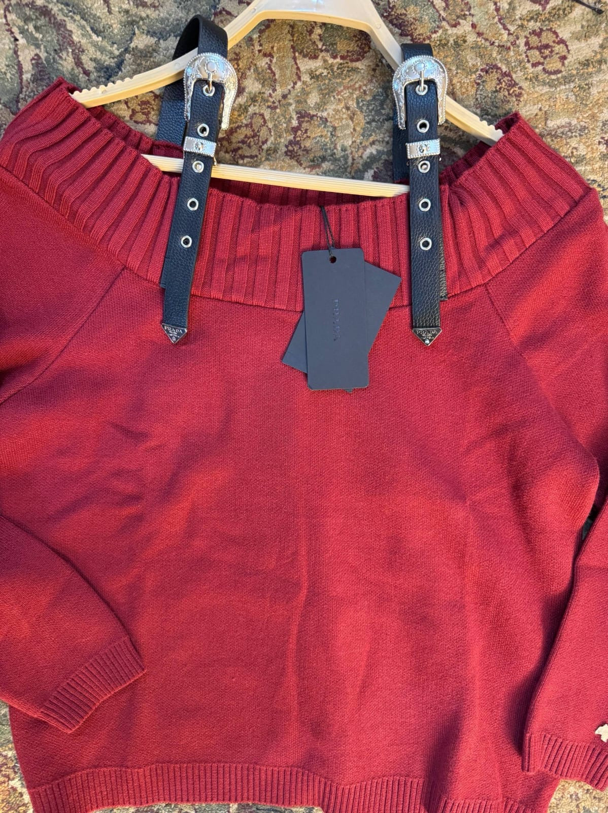 Prada Off Shoulder Knit Sweater