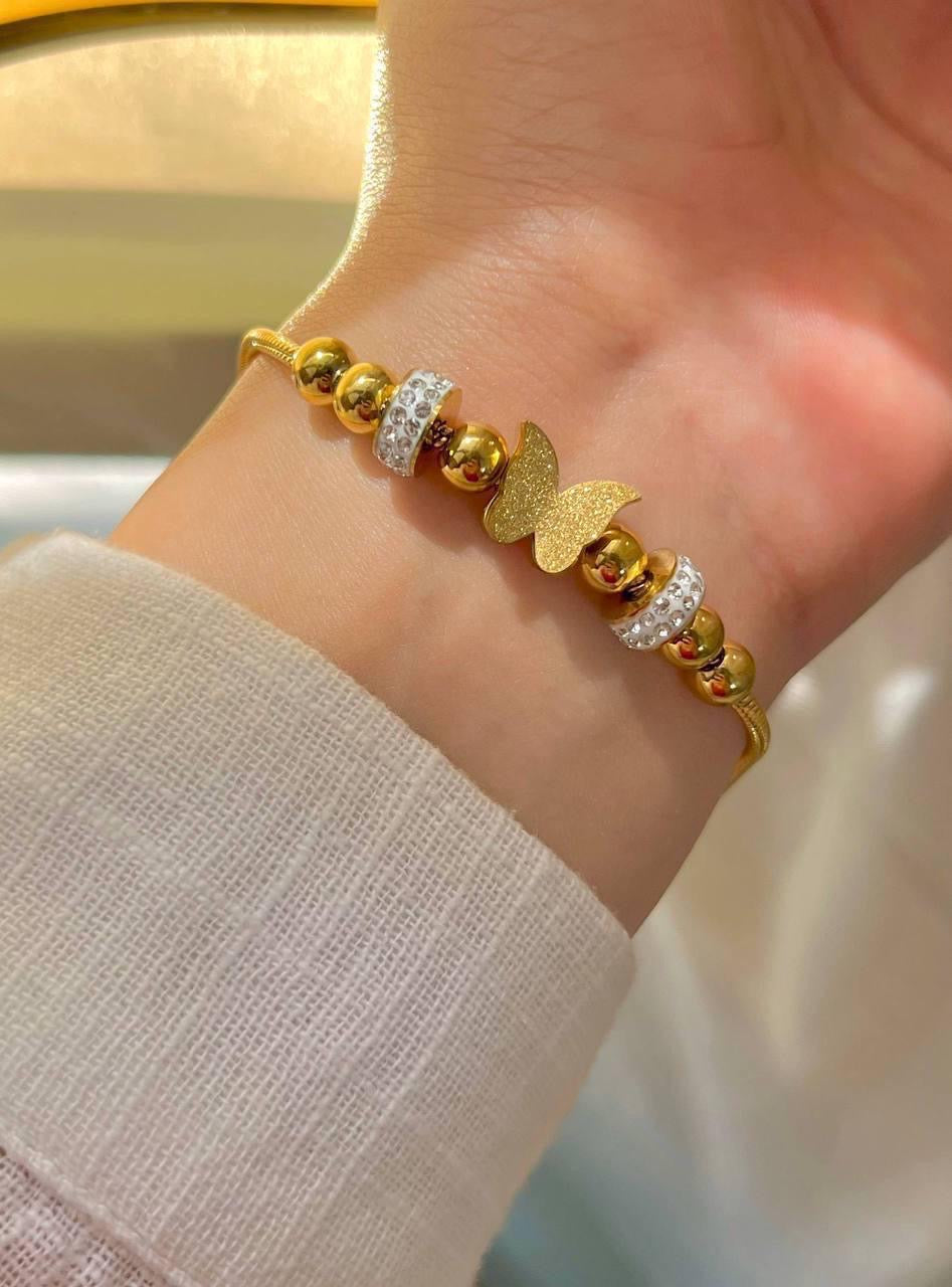 Gold Elegant Butterfly Charm Bracelet