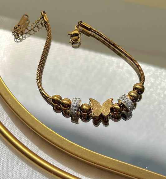 Gold Elegant Butterfly Charm Bracelet