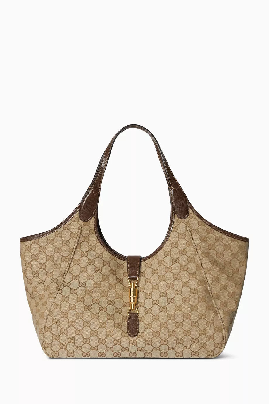 Gucci  GG Canvas Nailhead Jackie Bardot Bag