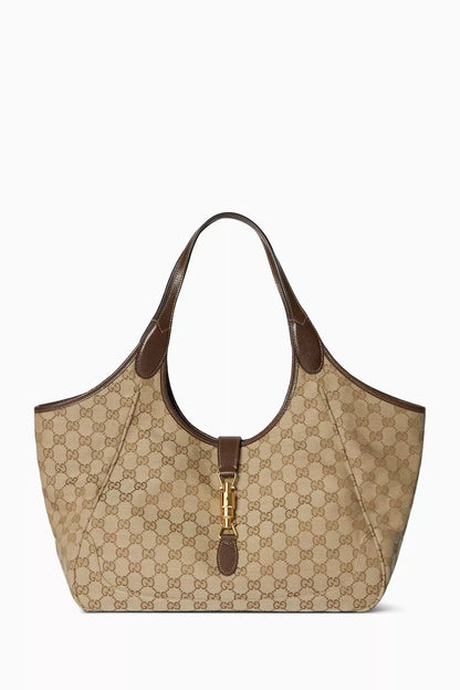 Gucci  GG Canvas Nailhead Jackie Bardot Bag