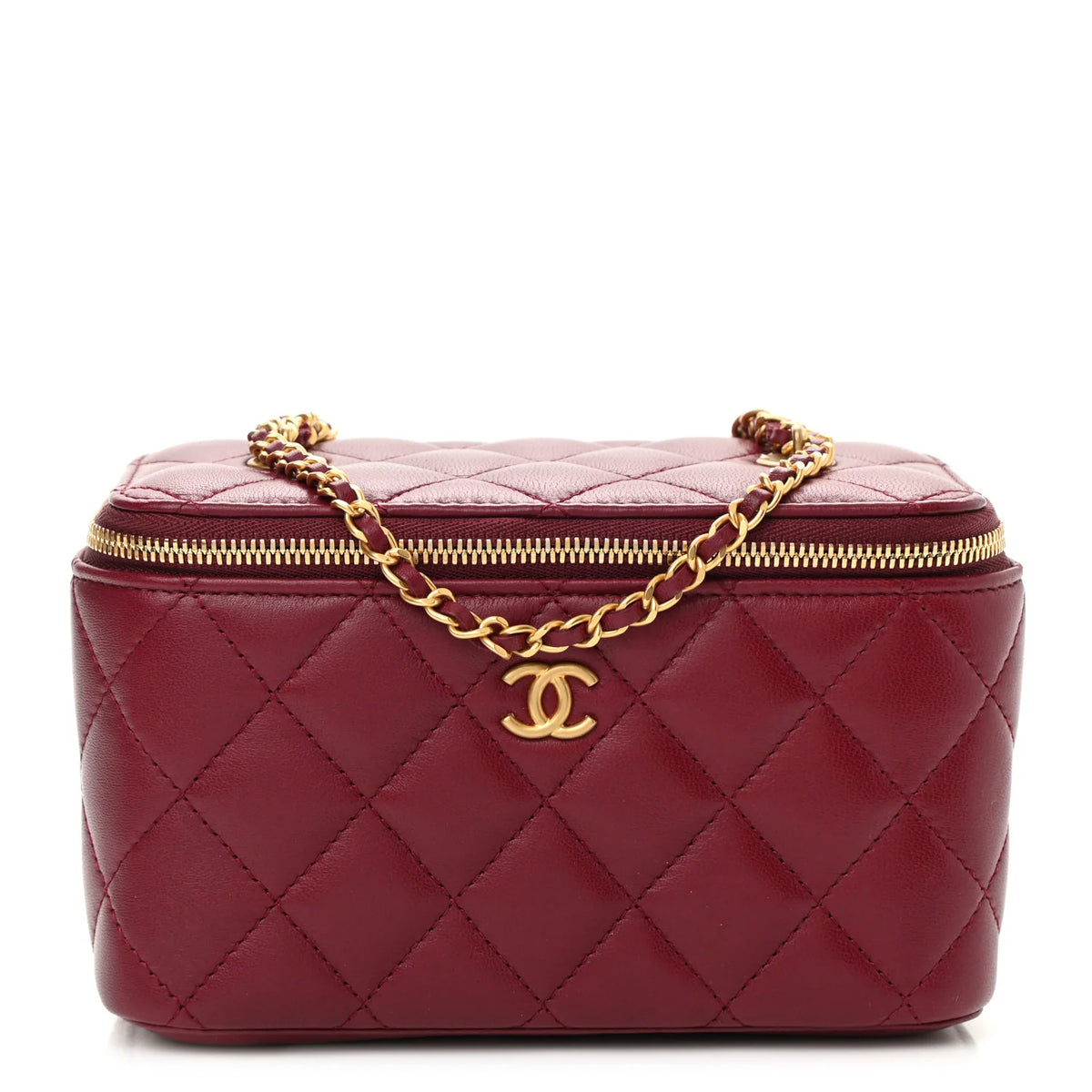 Chanel Lambskin Quilted Small Vanity Case With Chain