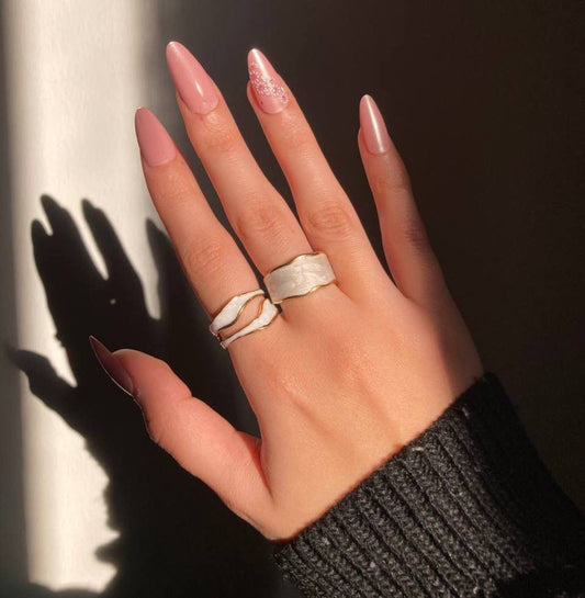 White Stone Gold Ring Set