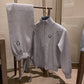 Lulue lemon knit lounge zip-up jacket and wide-leg pants sets