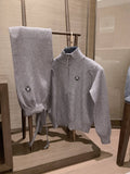 Lulue lemon knit lounge zip-up jacket and wide-leg pants sets