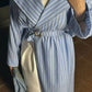 Blue Striped Wrap Long Shirt
