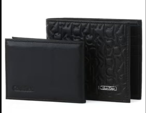 Men’s Genuine Leather Wallet & Card Holder – Black Pattern