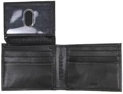 Calvin Klein Men's Genuine Leather Bifold Wallet with RFID Protection, Black
