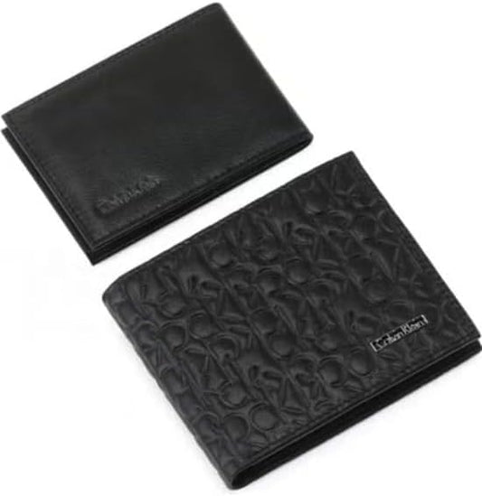 Men’s Genuine Leather Wallet & Card Holder – Black Pattern