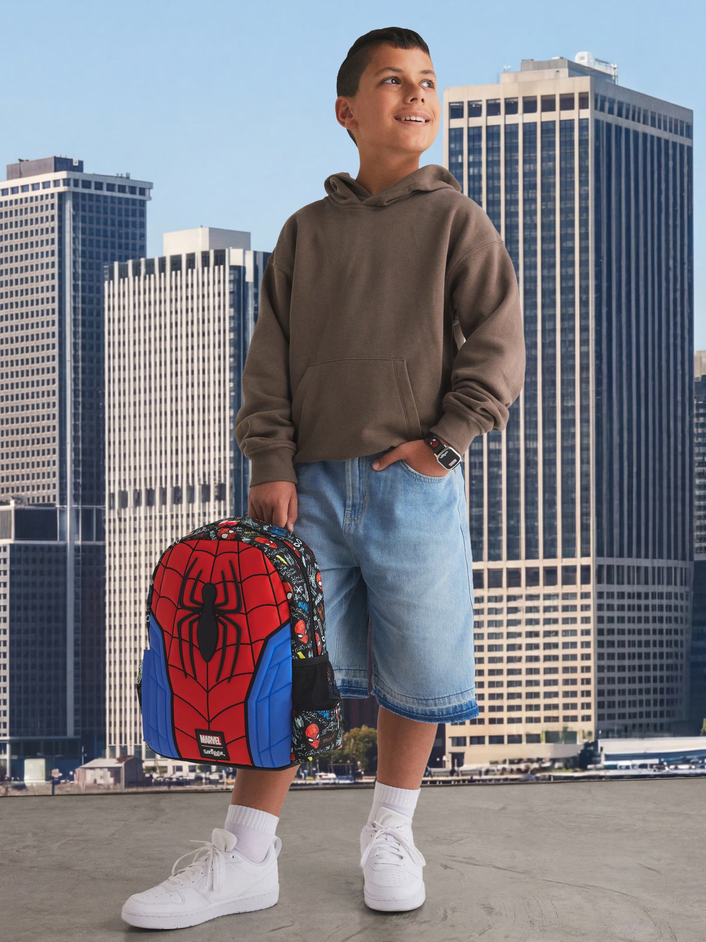 Smiggle Spider-Man Junior Character Hoodie Backpack