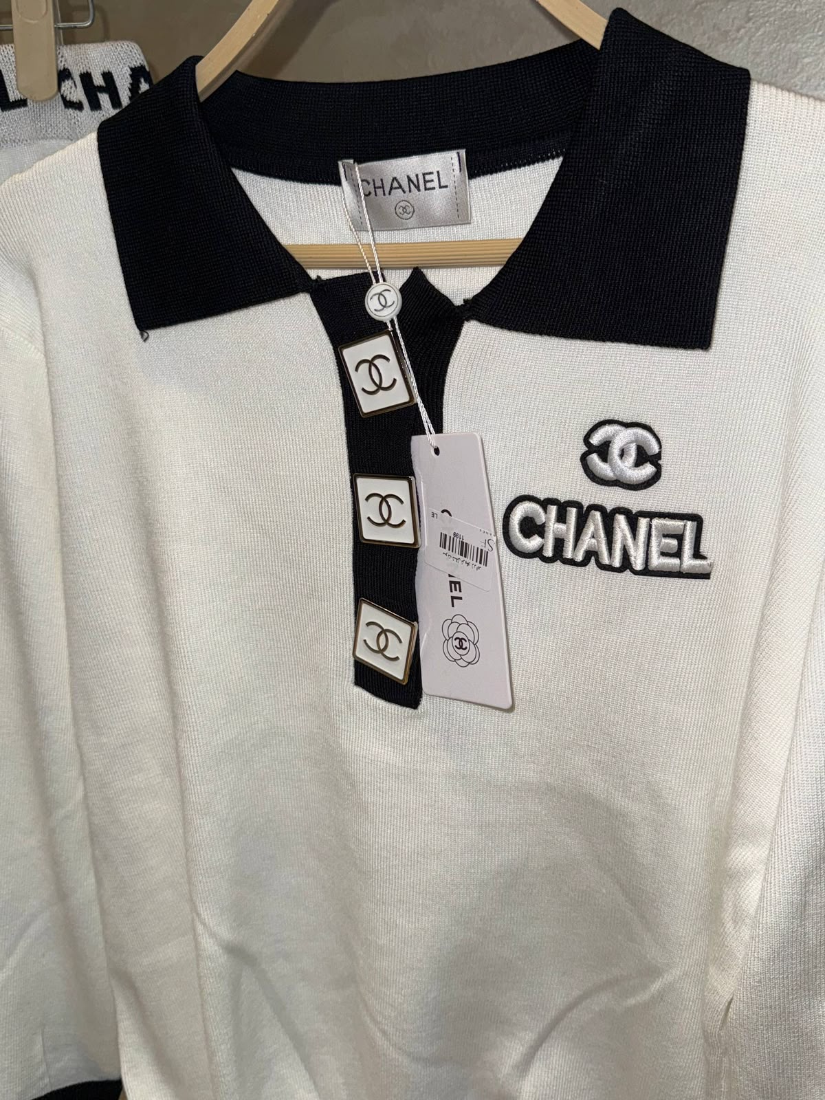 Chanel white knit two-piece set