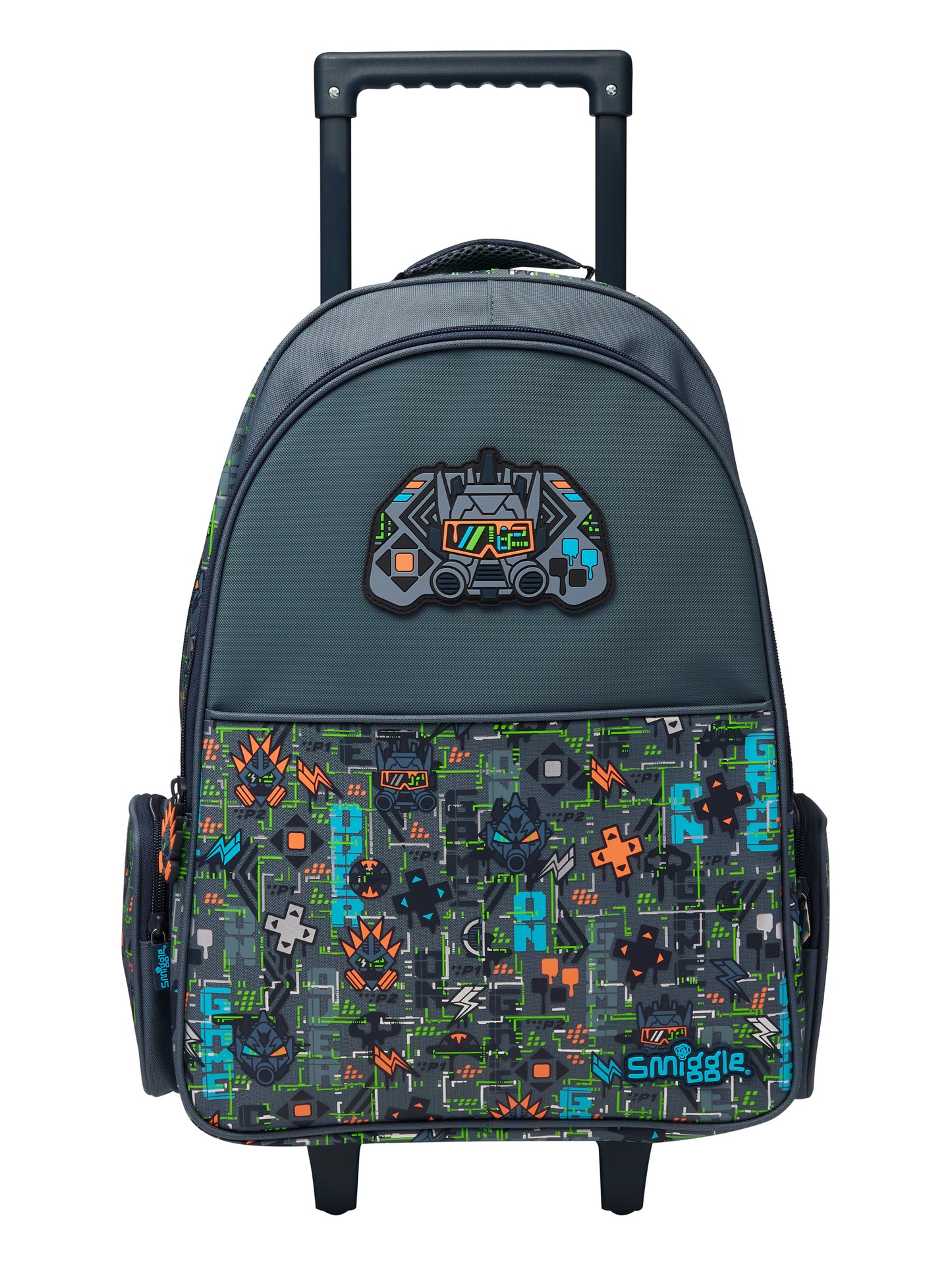 Smiggle Trailblazer Trolley Backpack With Light Up Wheels - Grey