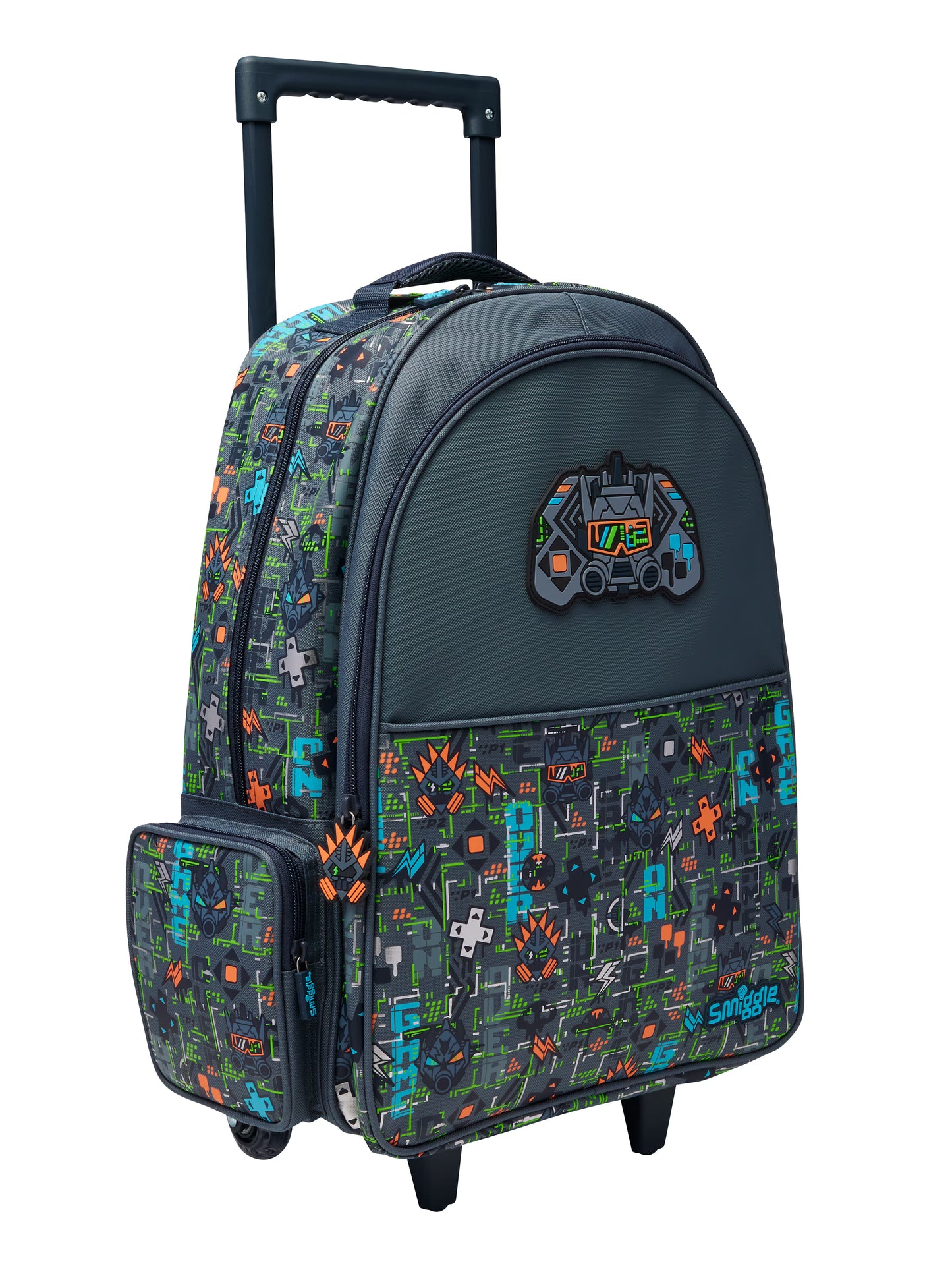 Smiggle Trailblazer Trolley Backpack With Light Up Wheels - Grey