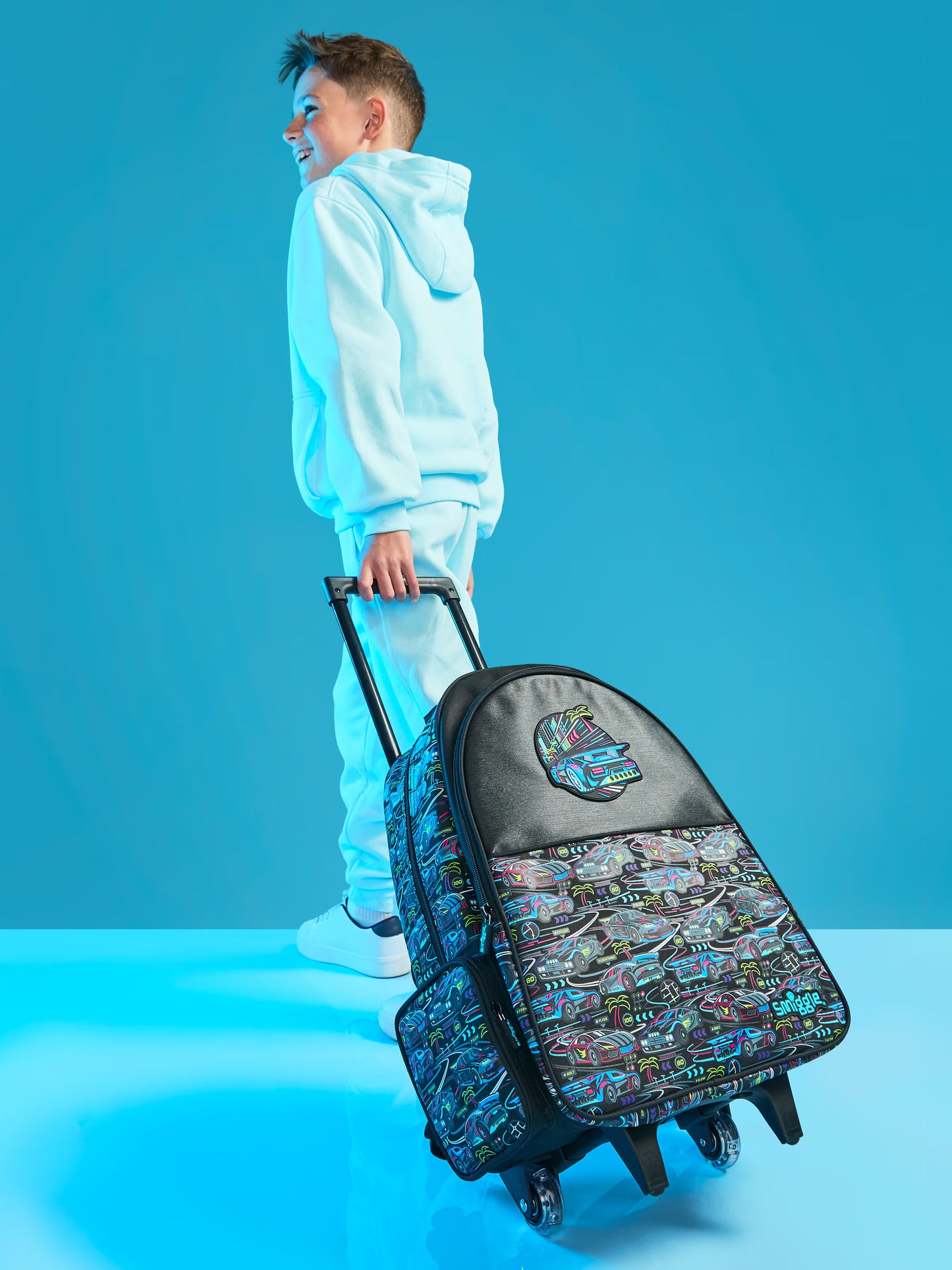Smiggle Bright Eyes Trolley Backpack With Light Up Wheels