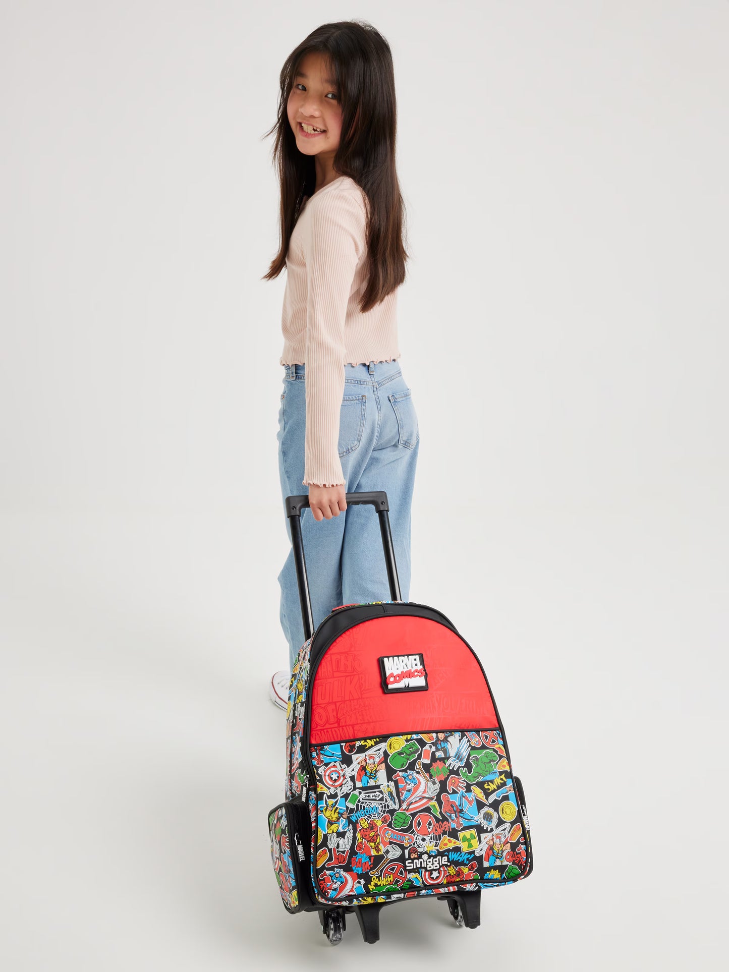 Smiggle Marvel Trolley Backpack With Light Up Wheels