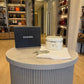 Chanel round Vanity in silver leather