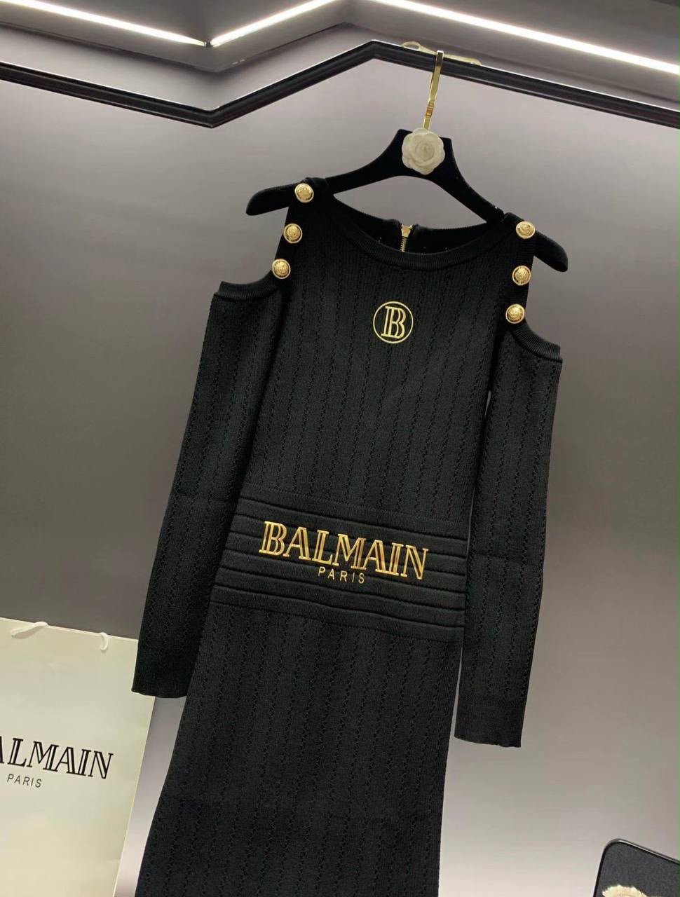 Balmain Ribbed Mini Dress