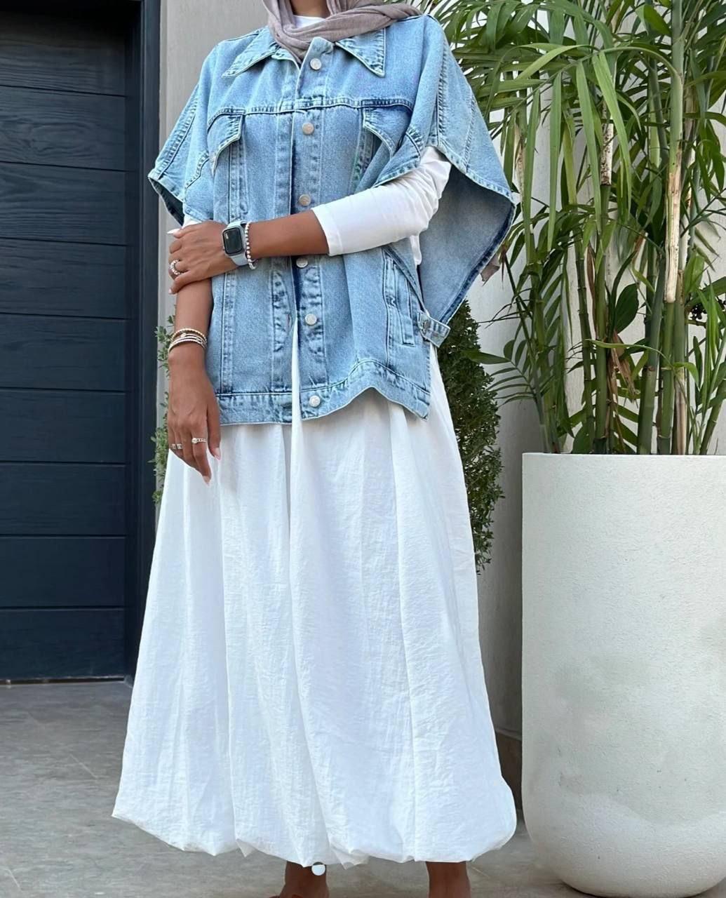 Cut Detail Denim Vest