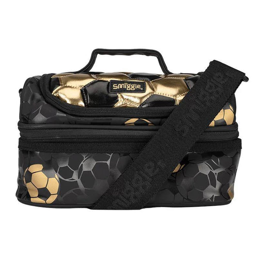 Smiggle black and gold football Decker Lunchbox