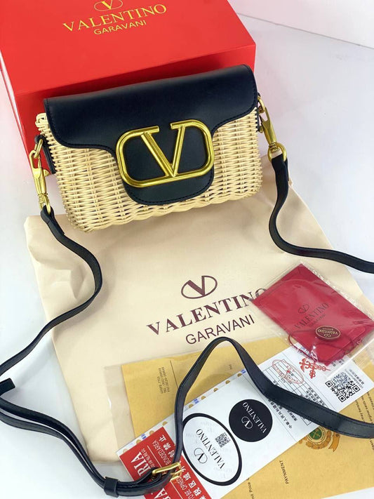 Valentino Locò Raffia Crossbody Bag