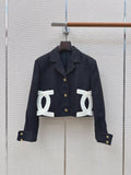 Chanel-style cropped black blazer