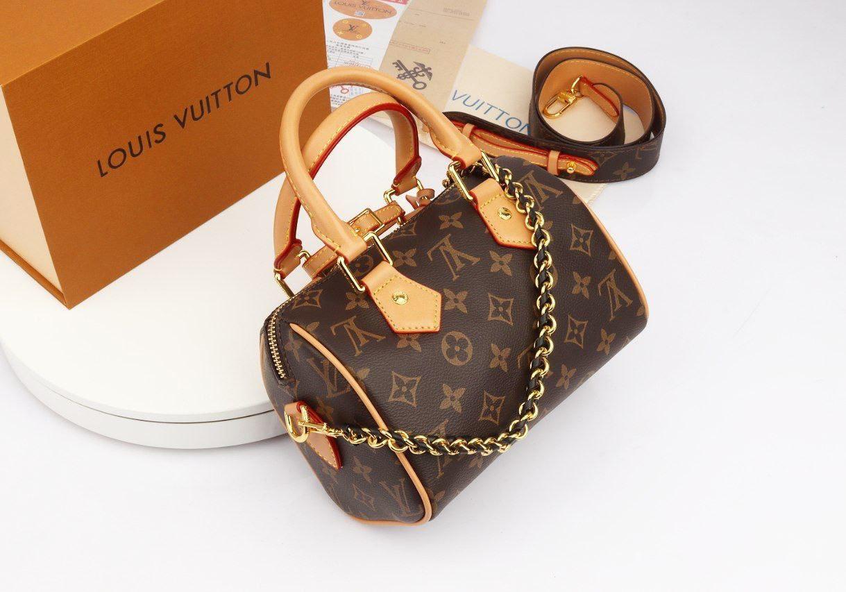Louis Vuitton Speedy Bandoulière with Red Trim