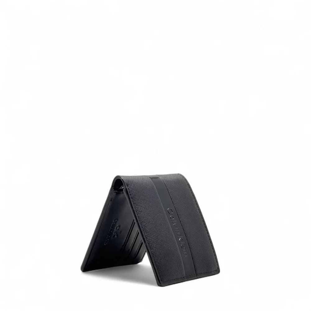 Calvin   Klein   Black   Leather   Wallet   –   Embossed   Band   Signature   Edition