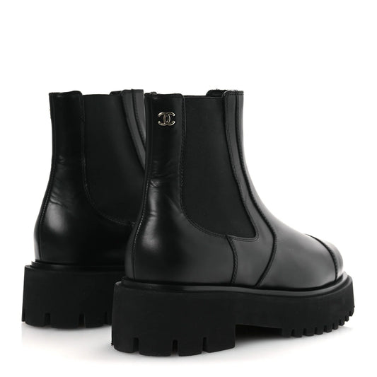 Chanel Calfskin Cap Toe CC Short Boots
