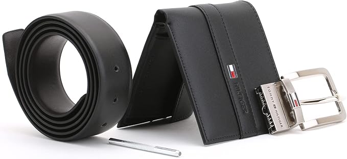 Tommy Hilfiger Men's Wallet and Belt Comprehensive Set, Leather
