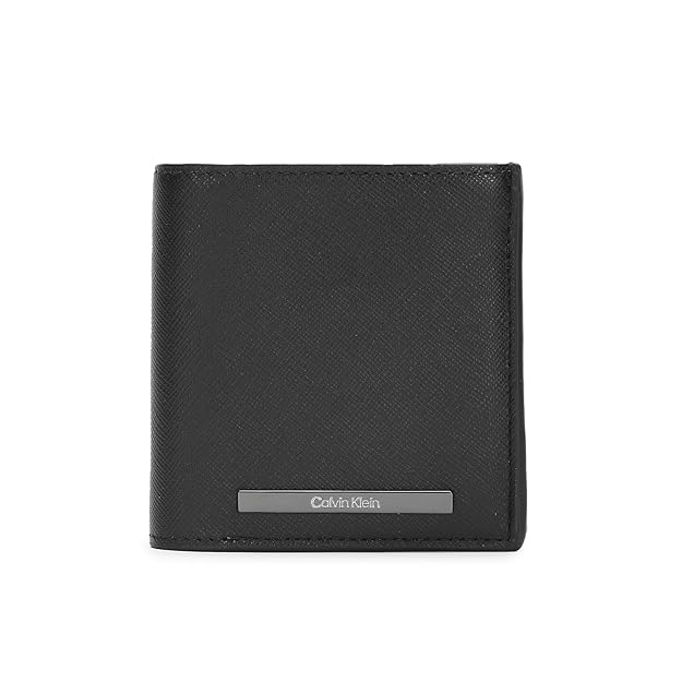 Calvin Klein Leather Black Plain Men Bi-Fold Coin Wallet (ST) - K50K511836BEH, Black